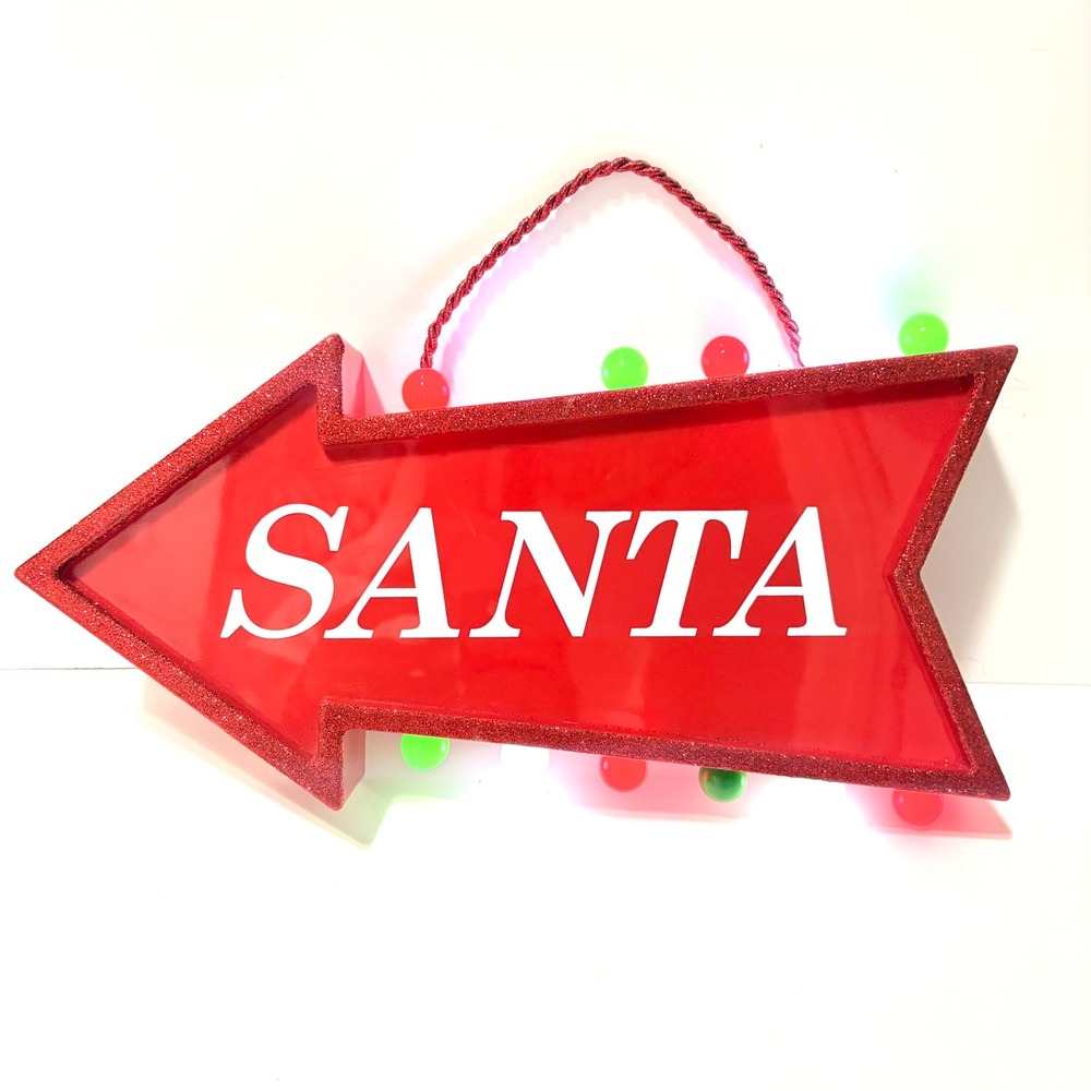 Target LED Marquee Arrow Santa Christmas Light Up Sign Red Glitter 2016 Decor